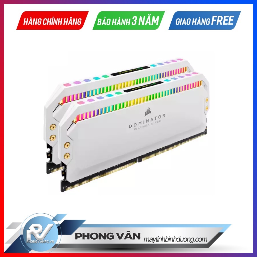 Ram CORSAIR DOMINATOR PLATINUM RGB – White, 16GB (2x8GB), 3200MHz, CL16, DDR4