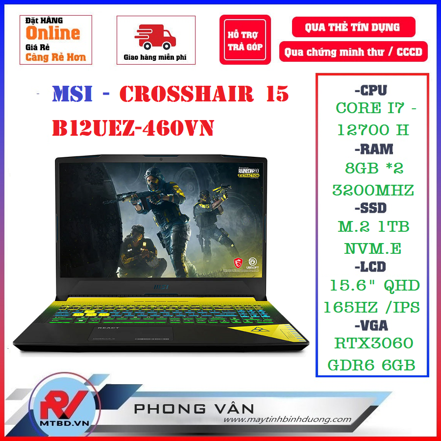 Laptop Gaming MSI Crosshair 15 B12UEZ 460VN