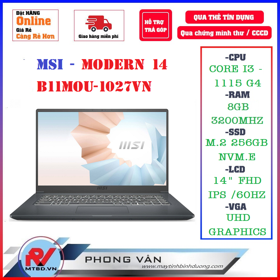 Laptop MSI Modern 14 B11MOU 1027VN